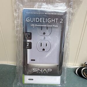 NWT Snappower Guidelight 2 LED Cover Plate 2 pack - White